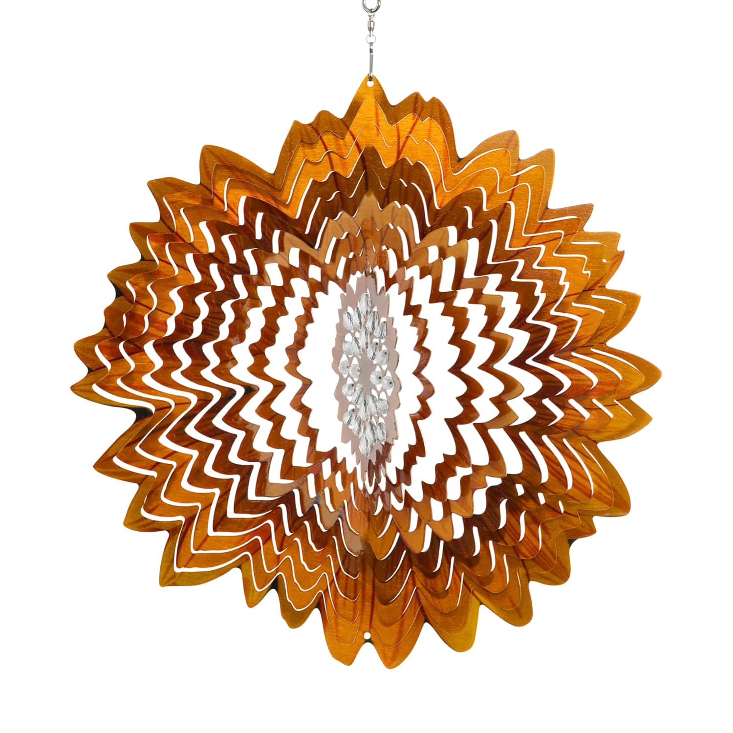 Laser Cut Sunflower Hanging Wind Spinner with Beads - Thumbnail 5