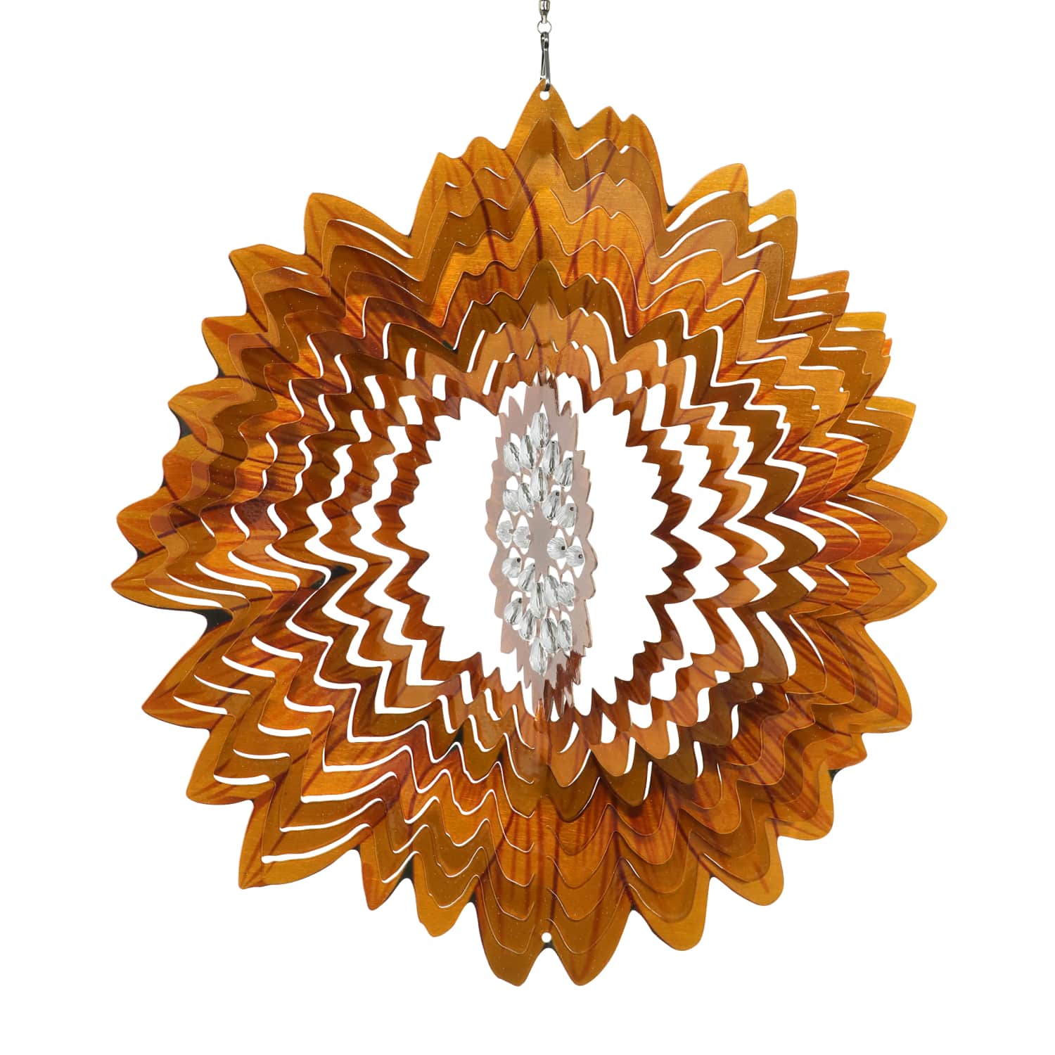 Laser Cut Sunflower Hanging Wind Spinner with Beads - Thumbnail 3