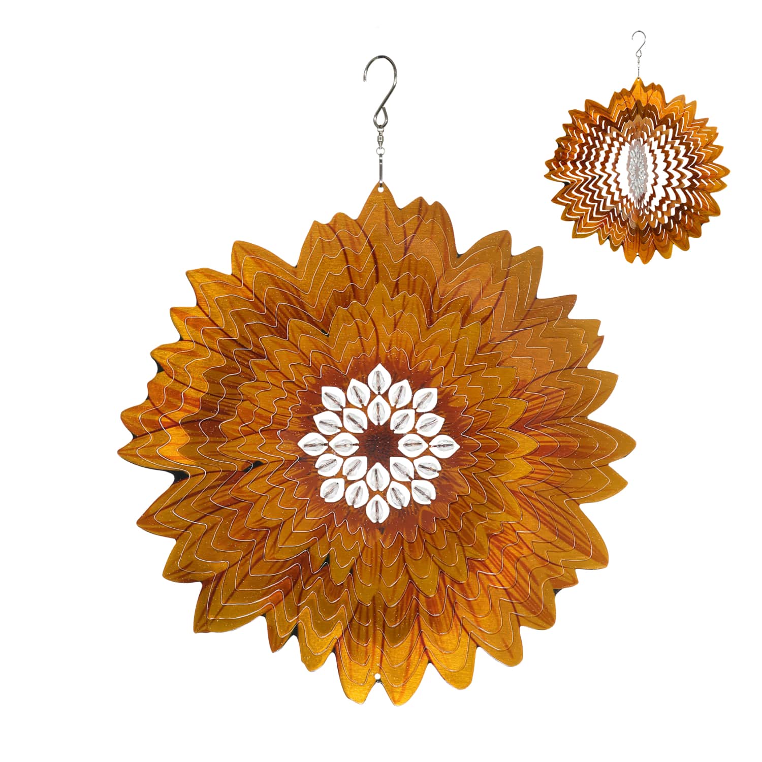 Laser Cut Sunflower Hanging Wind Spinner with Beads