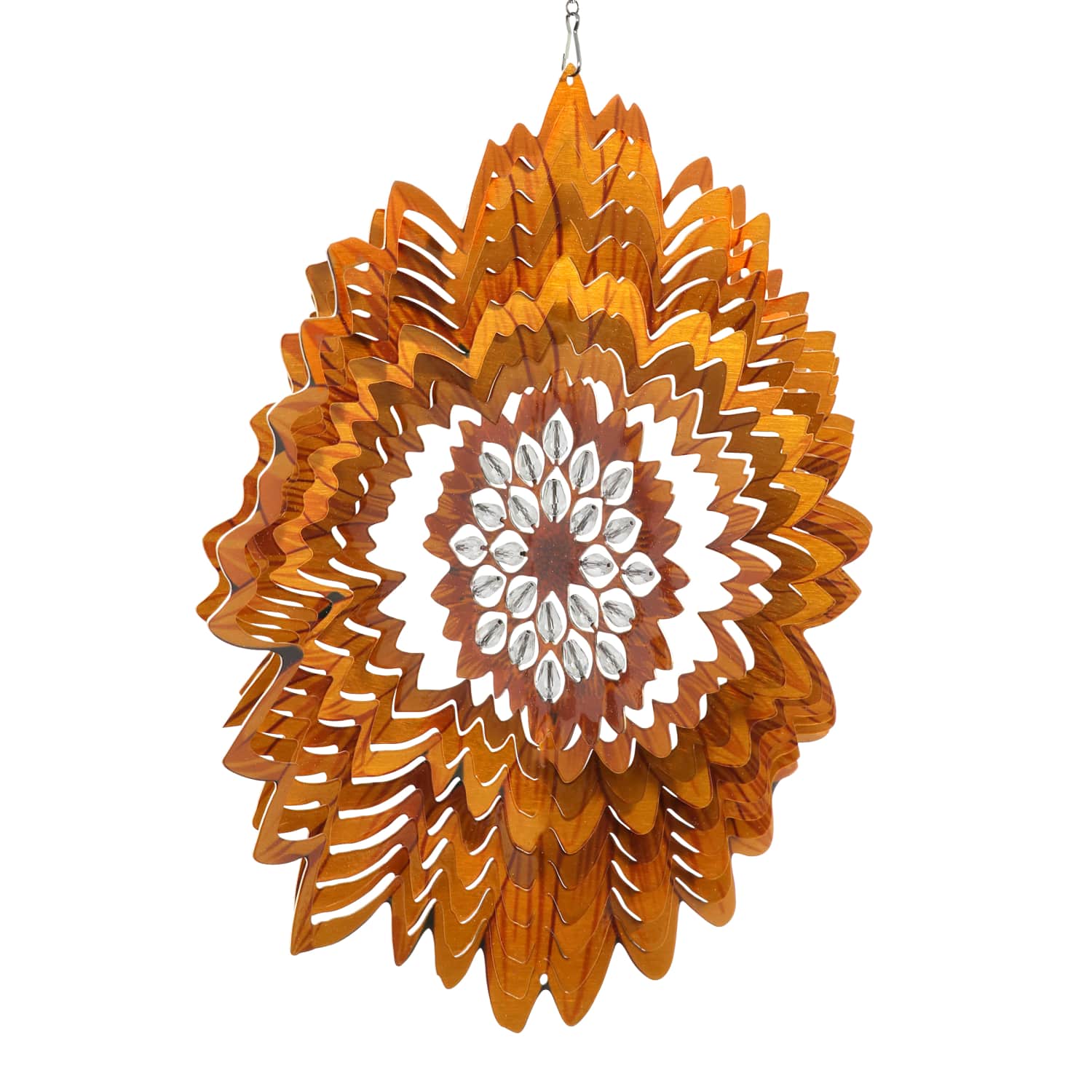 Laser Cut Sunflower Hanging Wind Spinner with Beads - Thumbnail 2