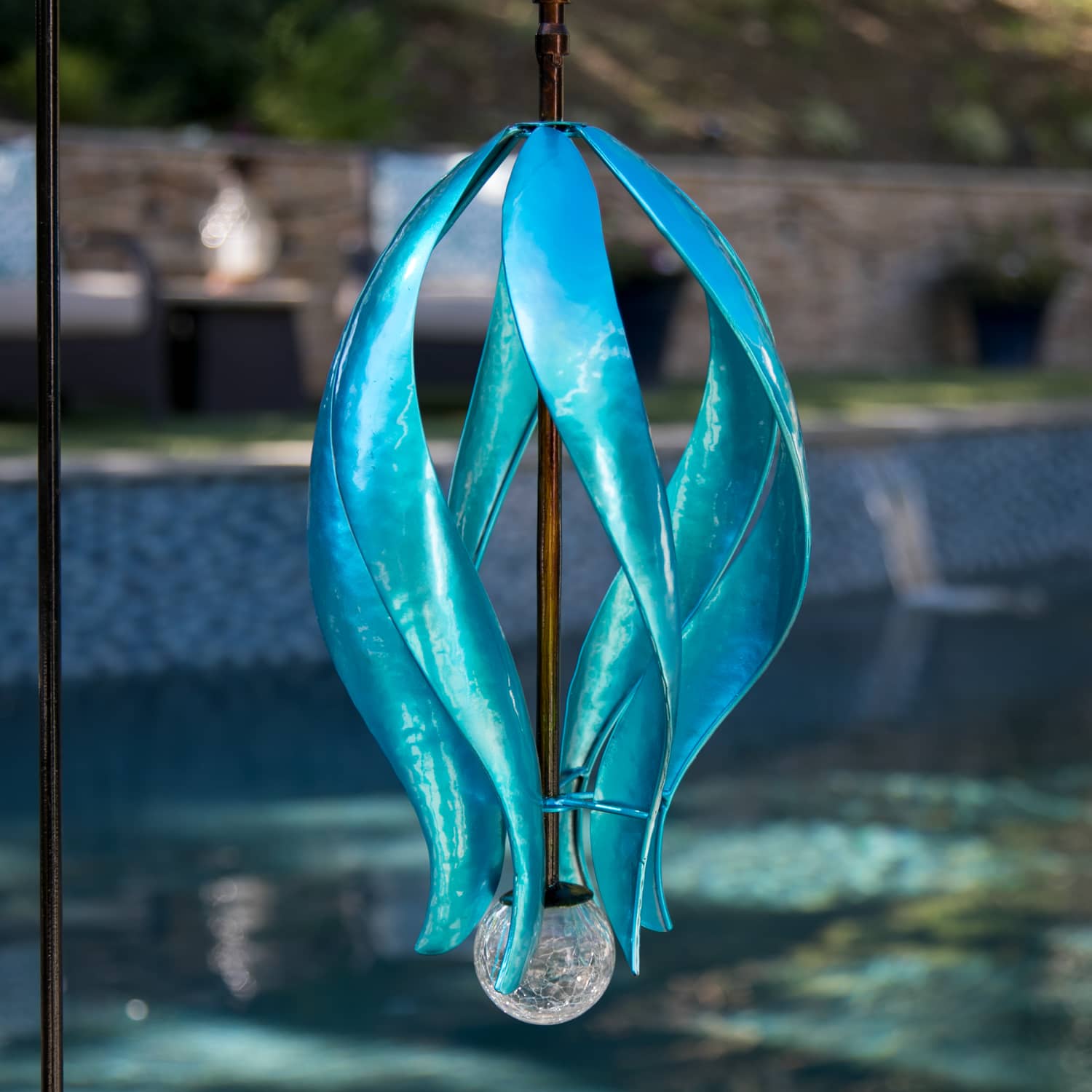 Art-In-Motion Colorful Hanging Helix Spinner with Glass Crackle Ball