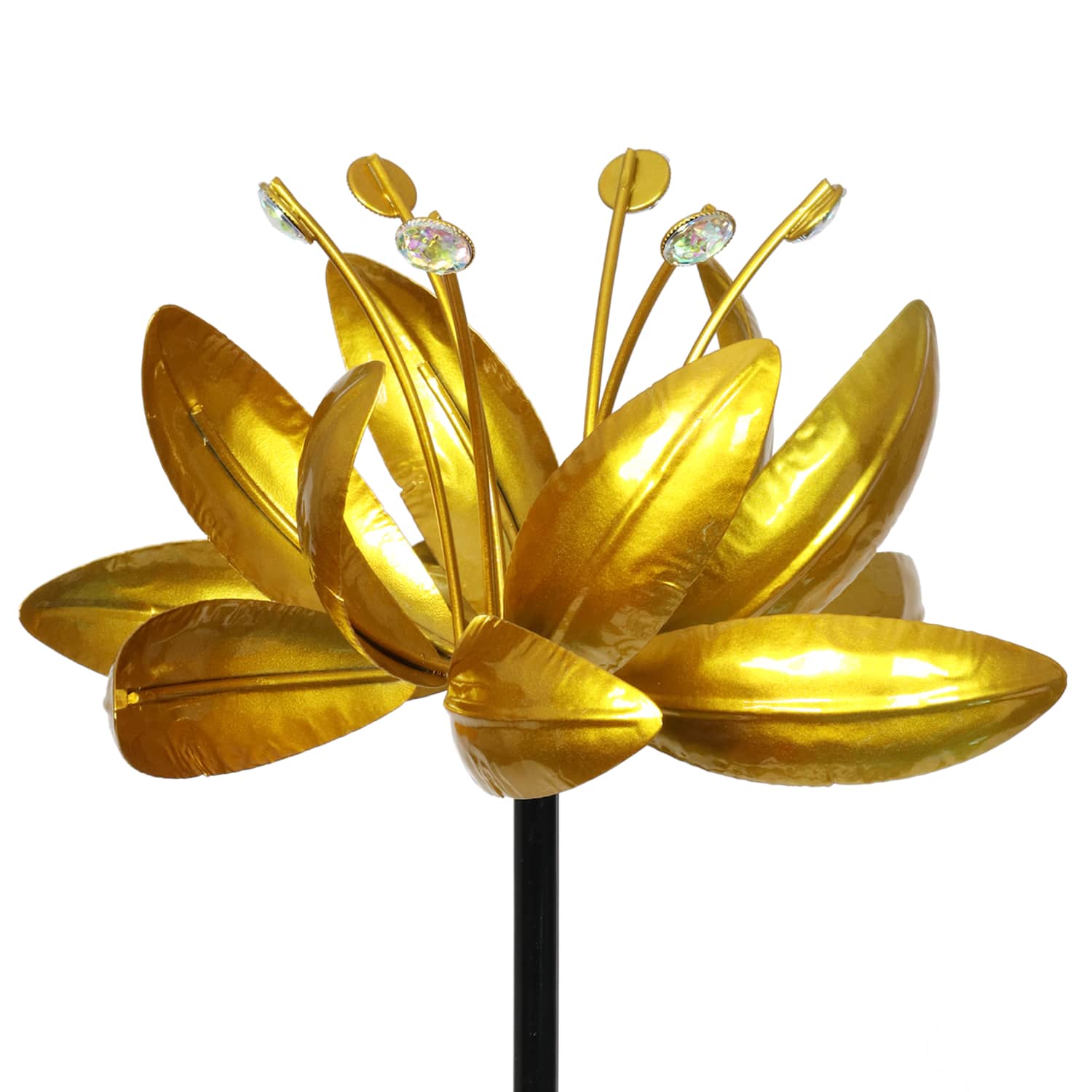 Exhart Lotus Flower Wind Spinner Garden Stake - Thumbnail 3
