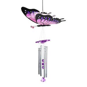 Large WindyWings Butterfly Wind Chime in Purple, 11 by 24 Inches | Shop Garden Decor by Exhart