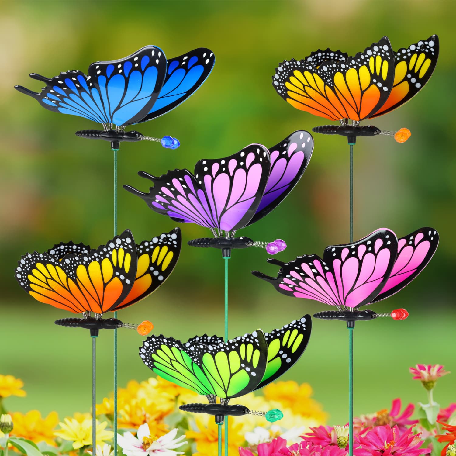 6 Piece 4" WindyWings Butterfly Plant Stake Assortment