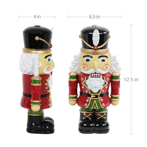 Hand Painted Nutcracker Soldier with LED Uniform on a Battery Powered Automatic Timer, 12 Inch | Shop Garden Decor by Exhart