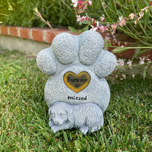 Solar Dog Paw Print Memorial Garden Stone Marker, 7.5 x 4.5 x 8 Inches | Shop Garden Decor by Exhart