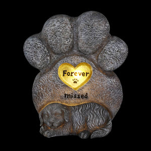 Solar Dog Paw Print Memorial Garden Stone Marker, 7.5 x 4.5 x 8 Inches | Shop Garden Decor by Exhart