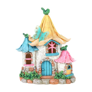 Solar Pastel Petal Roof Fairy House Garden Statue, 9 x 7 x 11 Inches | Shop Garden Decor by Exhart