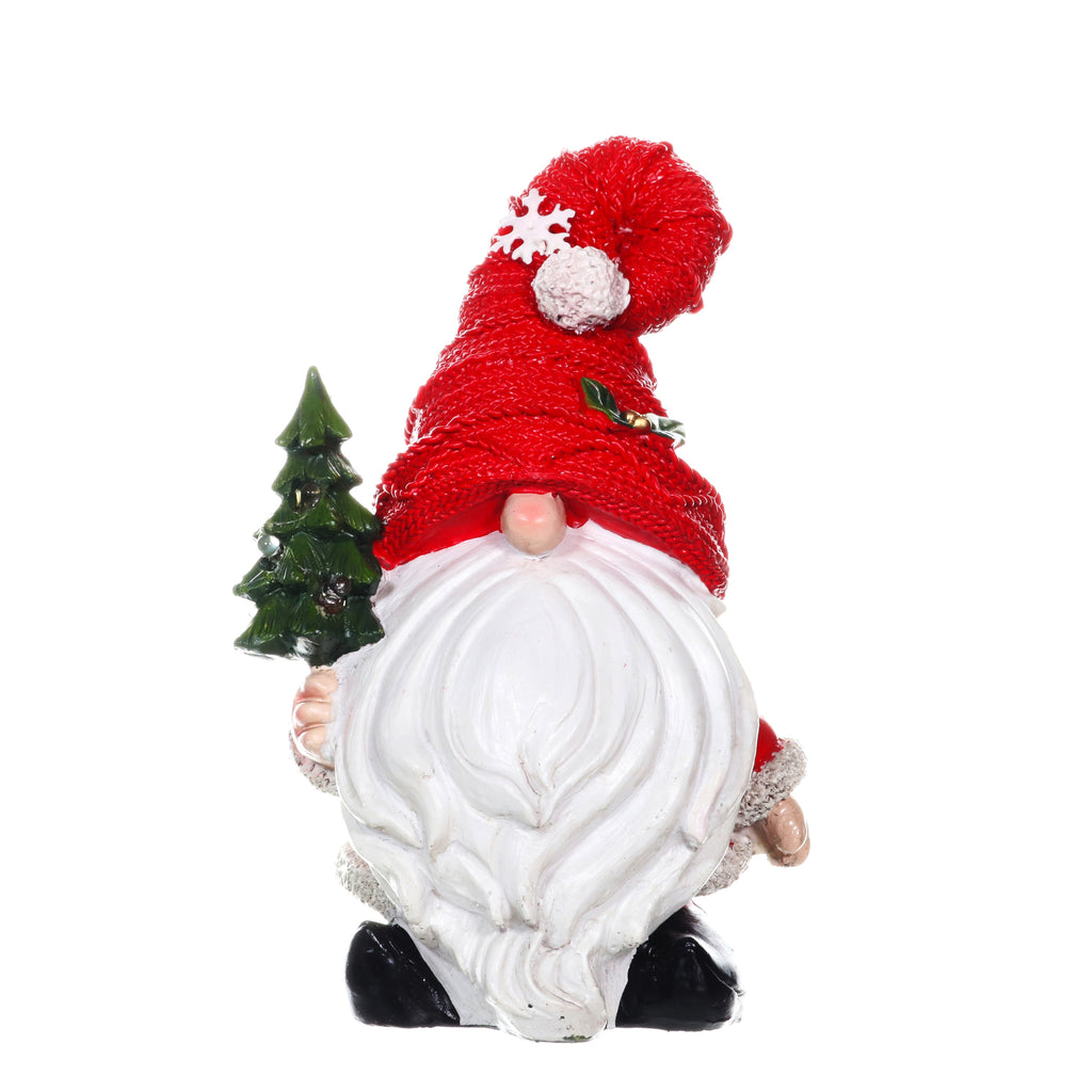 Red Hat Holiday Gnome with LED Christmas Tree on a Battery Powered Automatic Timer, 8.5 Inch