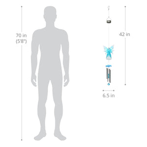 Large Solar Acrylic Blue Angel Wind Chime, 6.5 by 42 Inches | Shop Garden Decor by Exhart