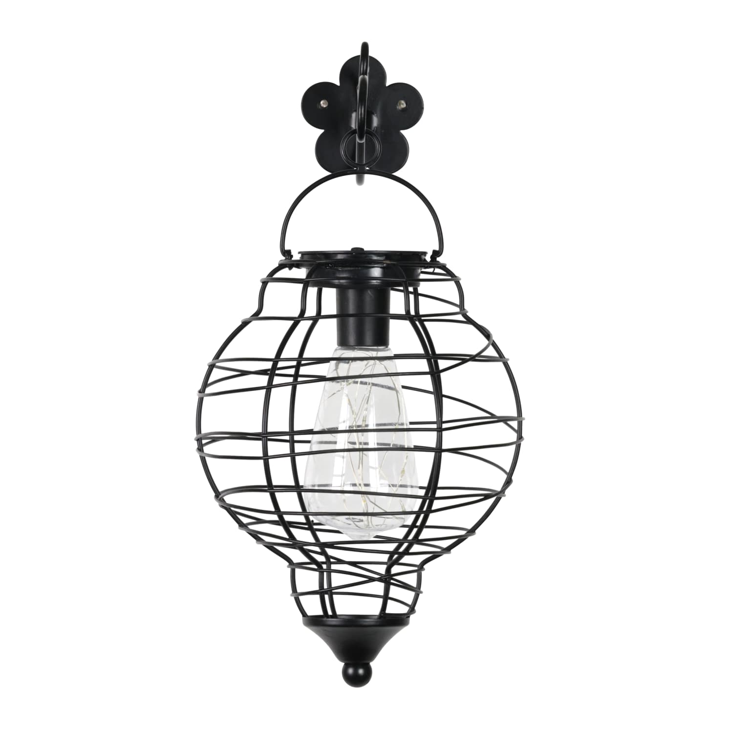 Solar Metal Wire Hanging Lantern with 10 Warm White LEDs - Thumbnail 4