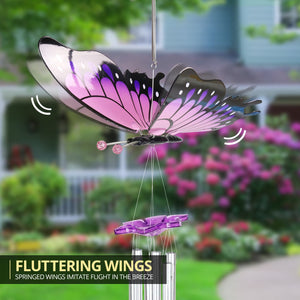 Large WindyWings Butterfly Wind Chime in Purple, 11 by 24 Inches | Shop Garden Decor by Exhart