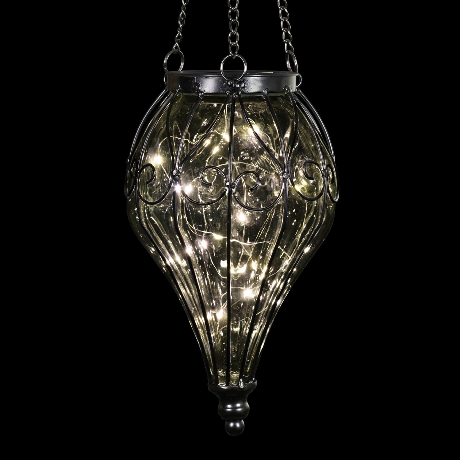Solar Clear Glass Hanging Lantern - Thumbnail 4