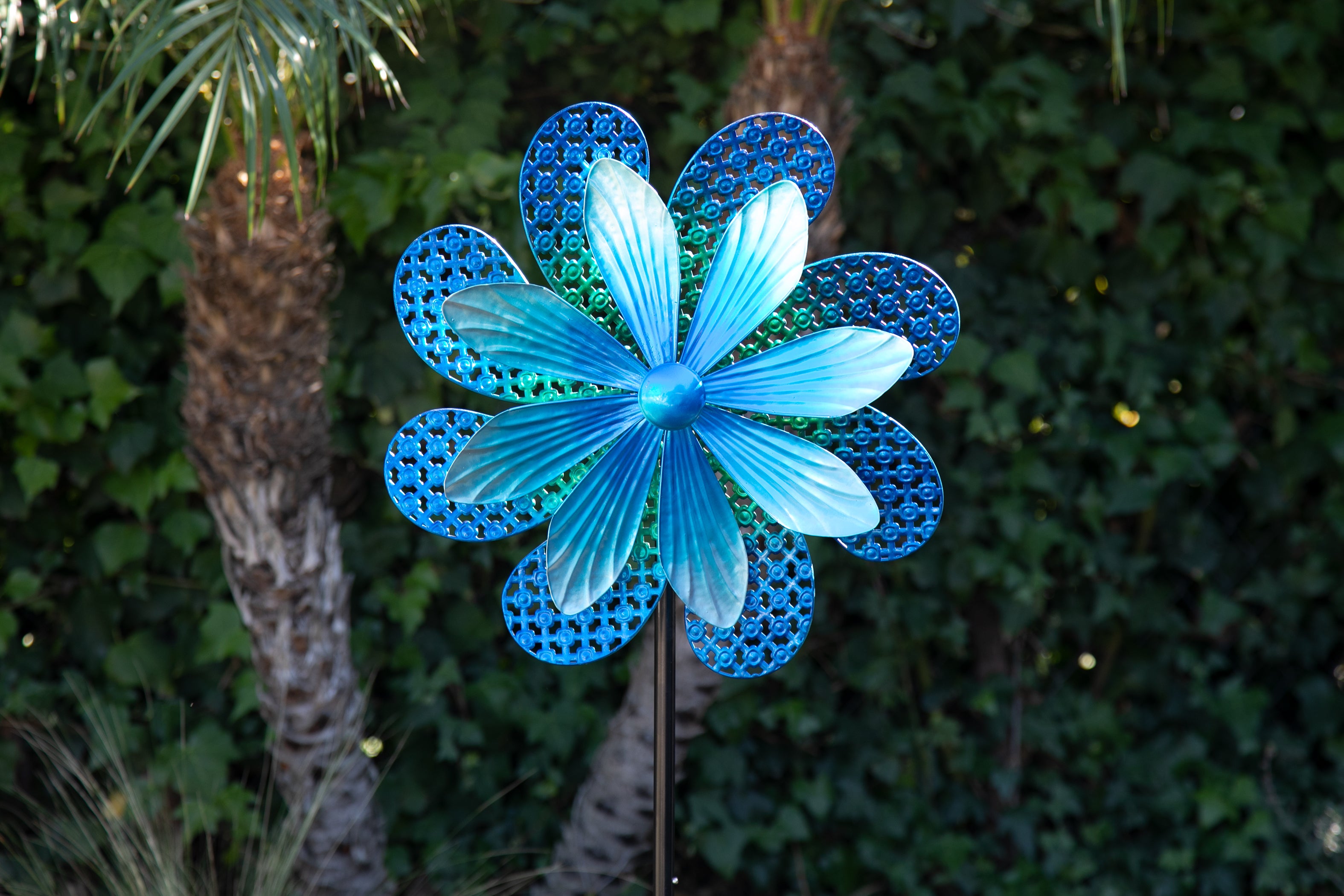 Exhart Kinetic Flower Garden Spinner Stake - Thumbnail 4