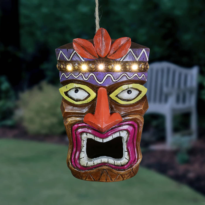 Solar Tiki Bird House, 5.5 by 8.5 Inches