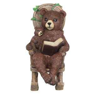 Solar Bear Reading a Story in a Rocking Chair, 12 Inch | Shop Garden Decor by Exhart