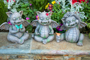Solar Praying Dragon Garden Statue with LED Butterfly, 11 by 10 Inches | Shop Garden Decor by Exhart
