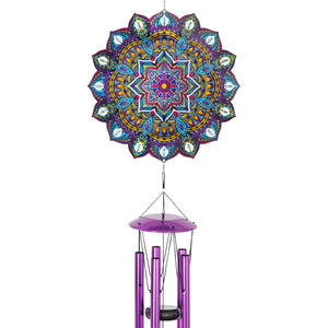 Art-In-Motion Laser Cut Metal Starburst Wind Chime Spinner with Beads and Turquoise Accents, 10 inch Spinner | Exhart