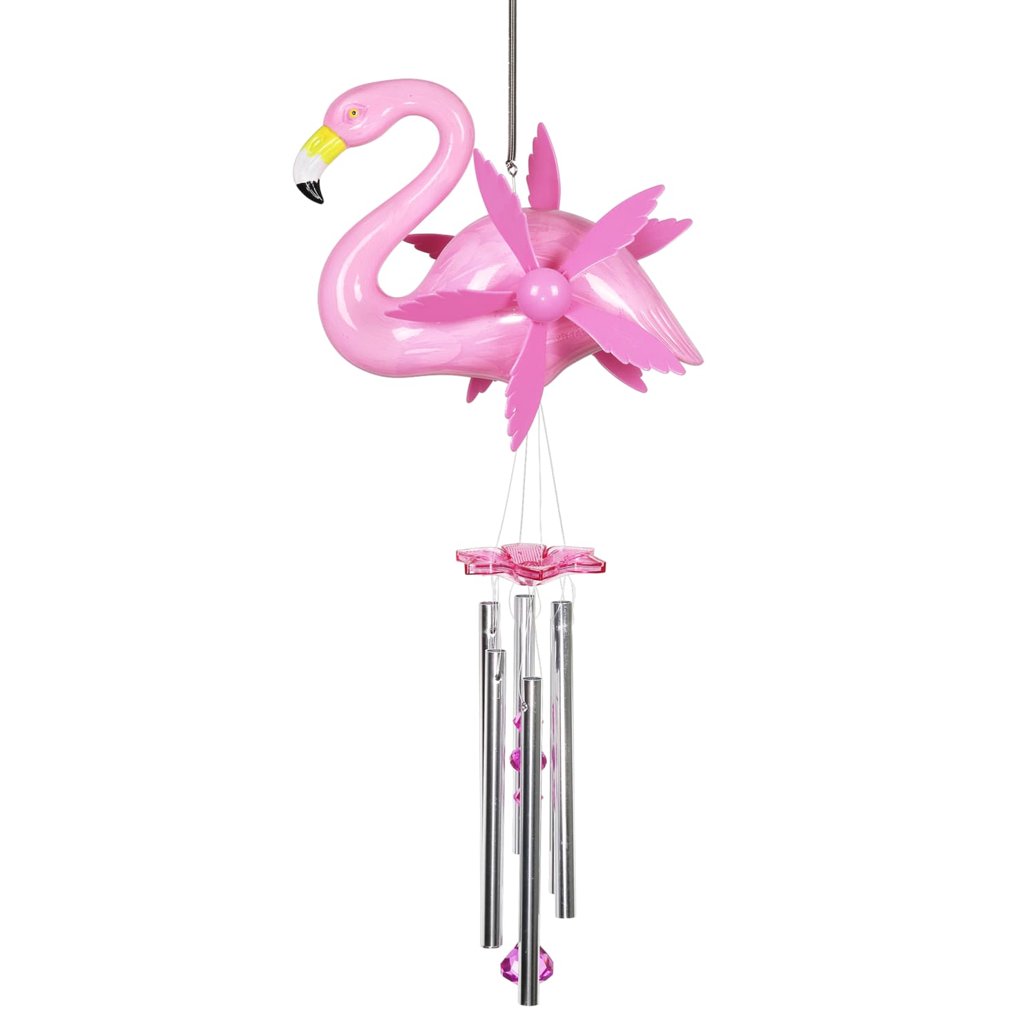 Large WindyWings Whirligig Pink Flamingo Spinning Wind Chime