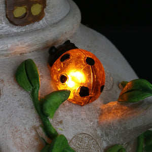 Solar Teapot House with Kitchen Scene Garden Statue, 6 by 9 Inches | Shop Garden Decor by Exhart