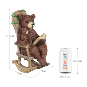 Solar Bear Reading a Story in a Rocking Chair, 12 Inch | Shop Garden Decor by Exhart