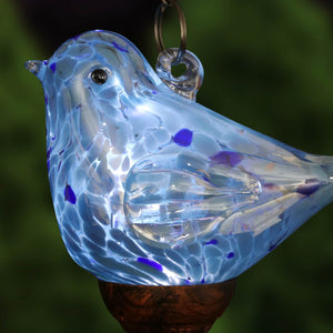 Solar Hand Blown Pearlized Glass Bird Wind Chime in Turquoise, 7 by 44 Inches | Shop Garden Decor by Exhart