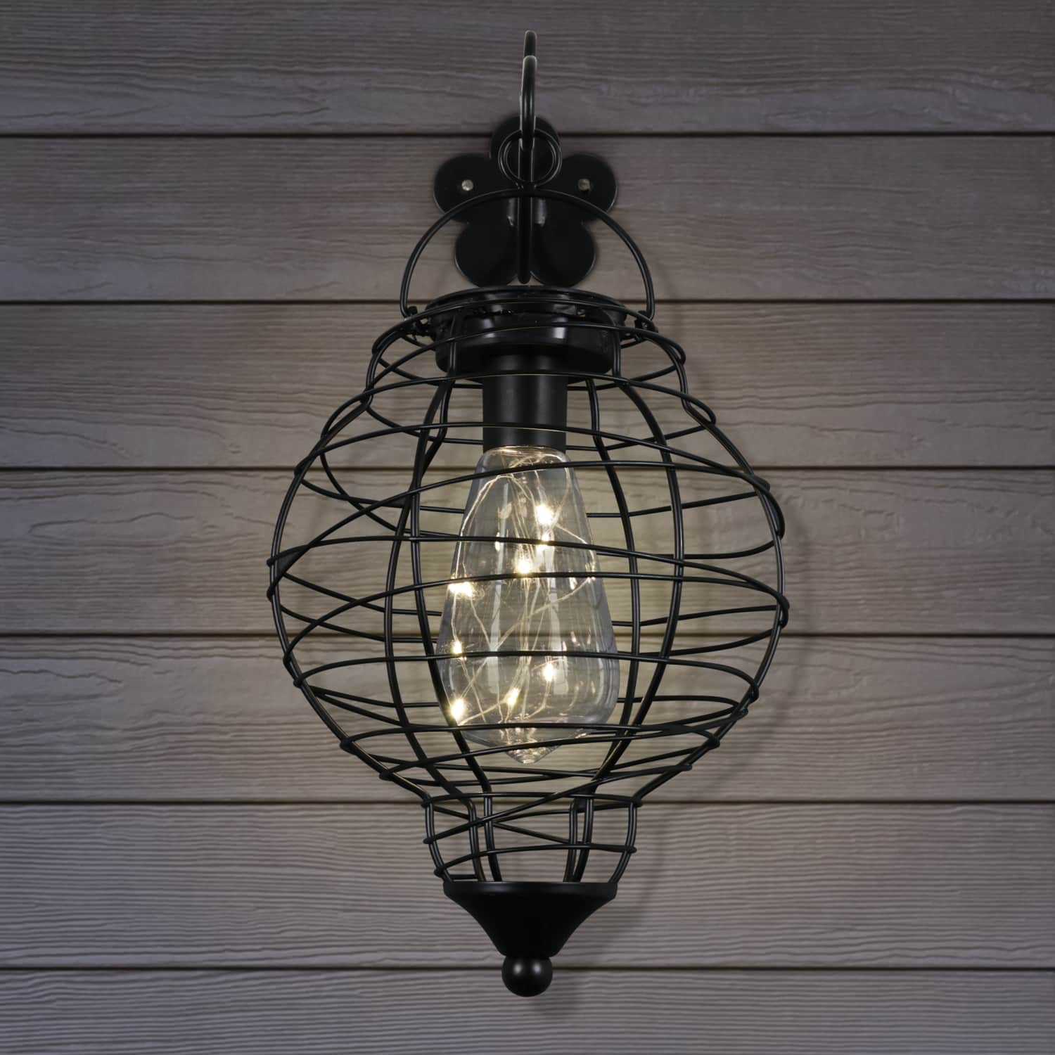 Solar Metal Wire Hanging Lantern with 10 Warm White LEDs - Thumbnail 5