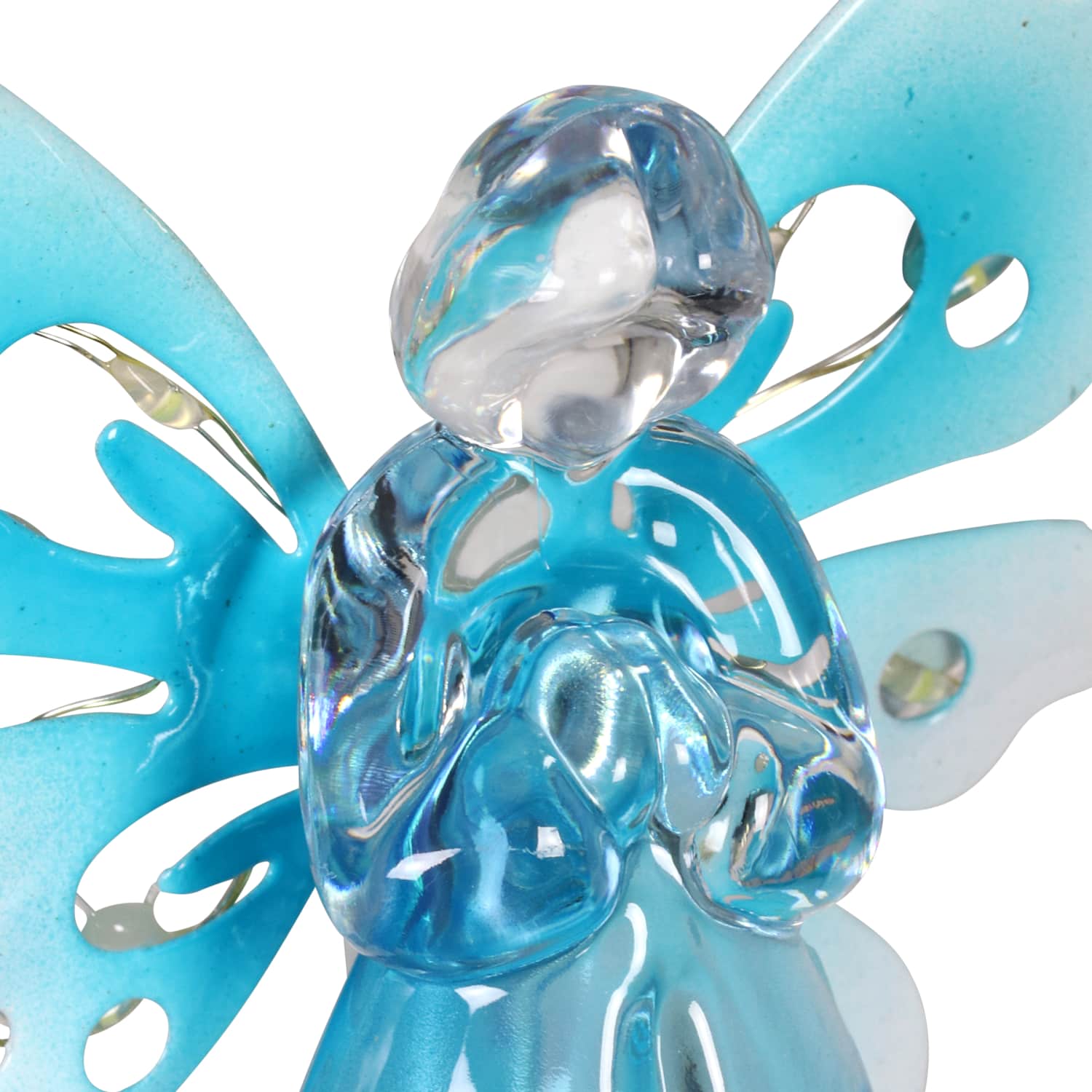 Solar Acrylic Angel with Wings and Twelve LED Lights Metal Garden Stake in Blue, 4 by 34 Inches | Shop Garden Decor by Exhart