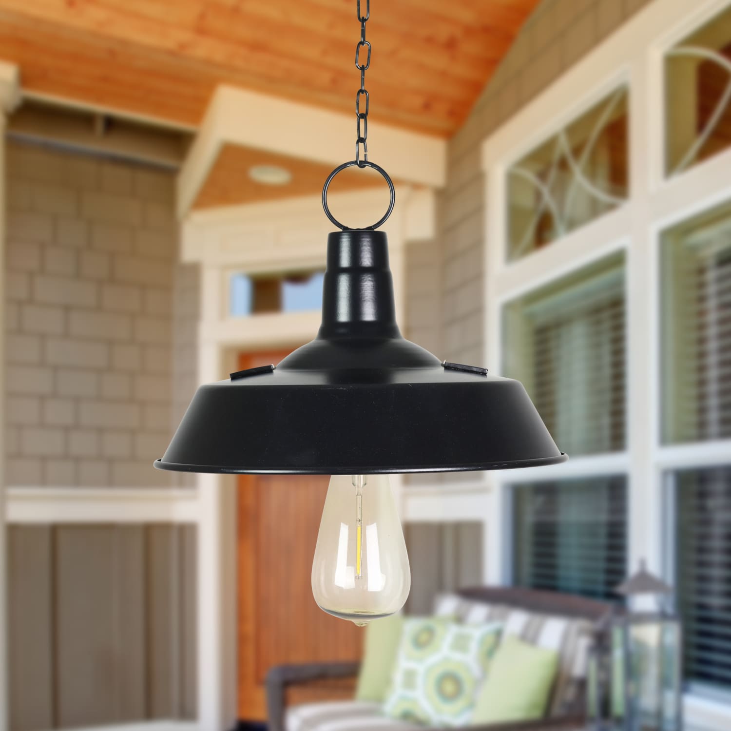 Solar Black Metal Retro Industrial Hanging Light - Thumbnail 4