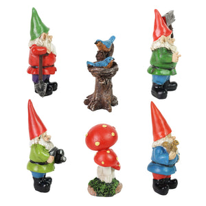 6 Piece Miniature Gardening Gnome Set, Made of Resin | Shop Garden Decor by Exhart