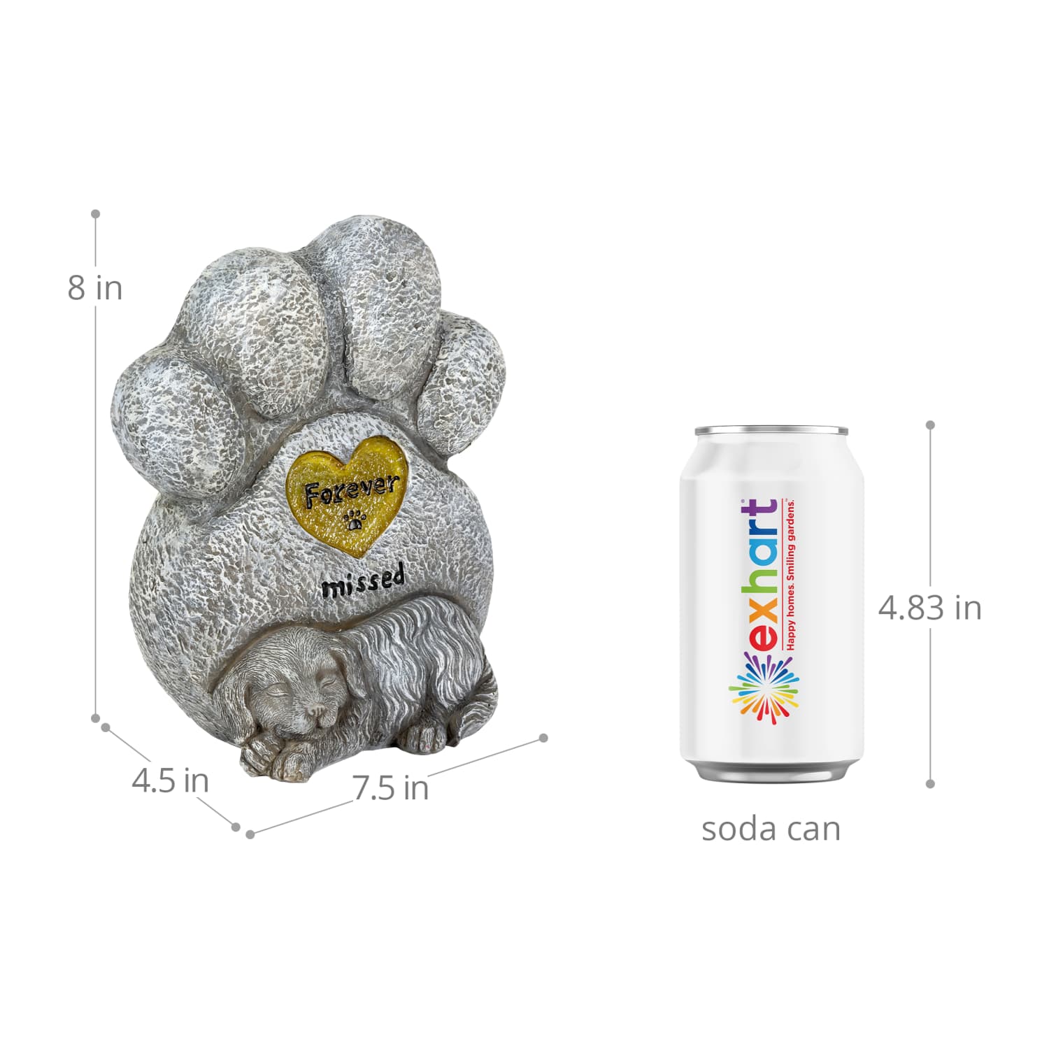 Exhart Dog Paw Print Memorial Garden Stone Marker - Thumbnail 4