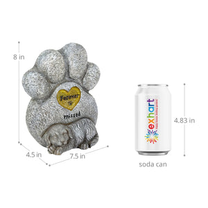 Solar Dog Paw Print Memorial Garden Stone Marker, 7.5 x 4.5 x 8 Inches | Shop Garden Decor by Exhart