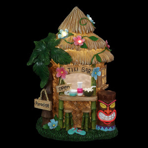Solar Hand Painted Tiki Bar Garden Statue, 8 by 11.5 Inches | Shop Garden Decor by Exhart