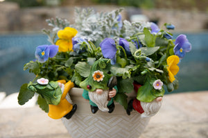 Three Piece Hand Painted Leaf Hat Pot Percher Gnome Set, 3.5 by 4.5 | Shop Garden Decor by Exhart