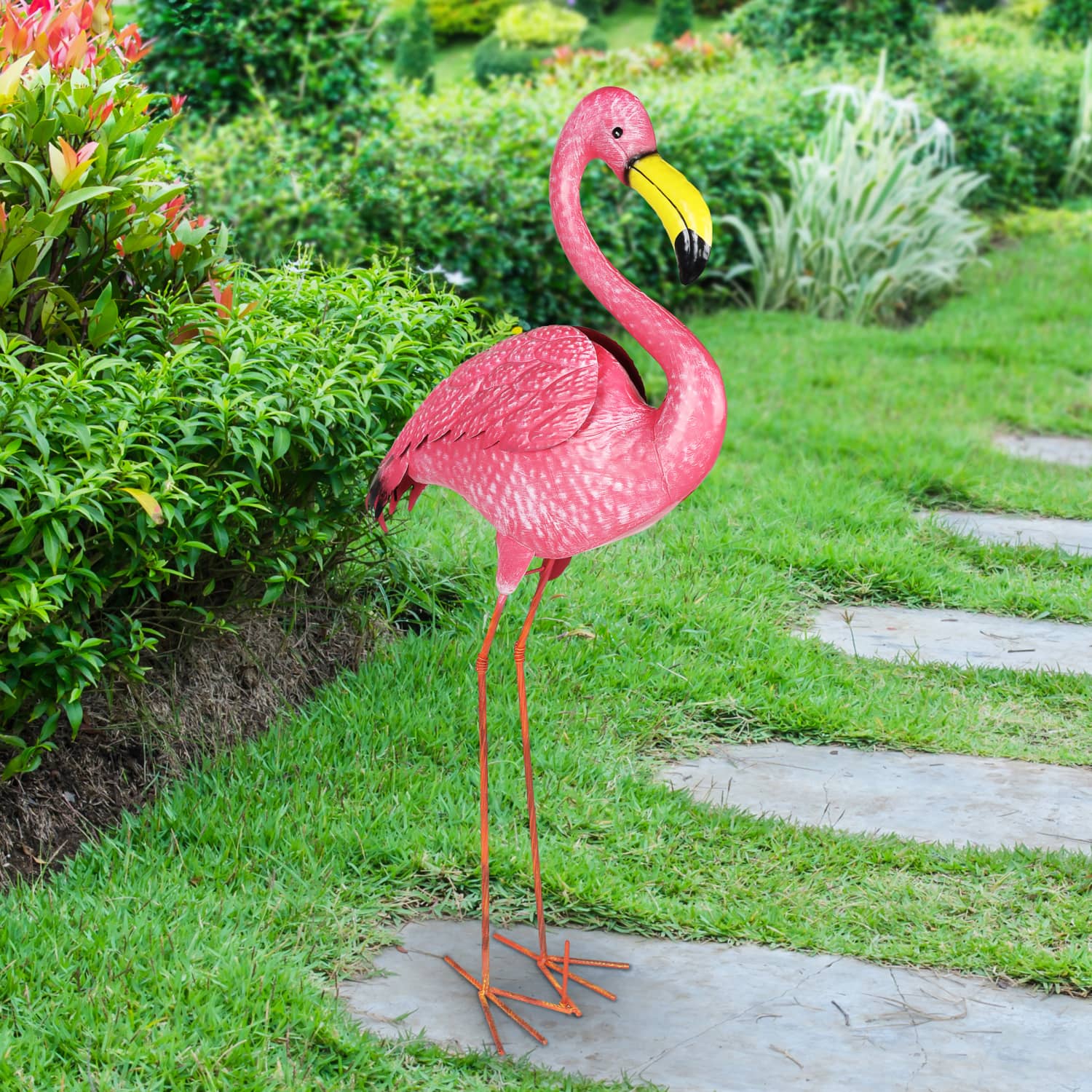 Pink Metal Flamingo Garden Statuary - Thumbnail 5