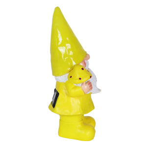 Solar Yellow Yokum Woodland Gnome with a Mushroom Garden Statue, 11 Inch | Shop Garden Decor by Exhart