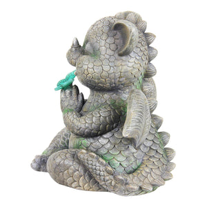 Solar Praying Dragon Garden Statue with LED Butterfly, 11 by 10 Inches | Shop Garden Decor by Exhart