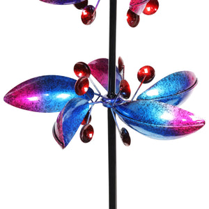 Lotus Flower Wind Spinner Garden Stake with Three Metallic Flowers, 14 by 66 Inches | Shop Garden Decor by Exhart
