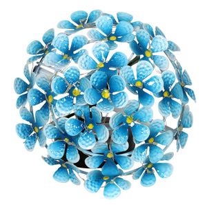 Solar Metal Hydrangea Garden Stake in Turquoise with Twenty Six LED lights, 7 by 21 Inches | Shop Garden Decor by Exhart