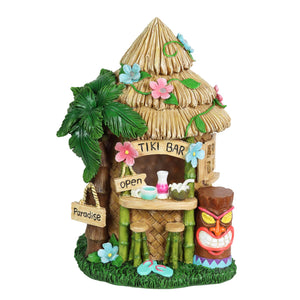 Solar Hand Painted Tiki Bar Garden Statue, 8 by 11.5 Inches | Shop Garden Decor by Exhart