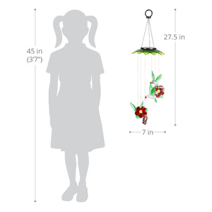 Solar Hummingbirds and Flowers Hanging Mobile with 6 Color Changing LEDs, 7 by 27.5 | Shop Garden Decor by Exhart