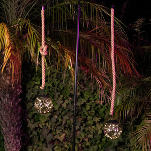 Solar Powered Hanging Champagne LED Ball Lights, Set of Two, 6 by 38 Inches | Shop Garden Decor by Exhart
