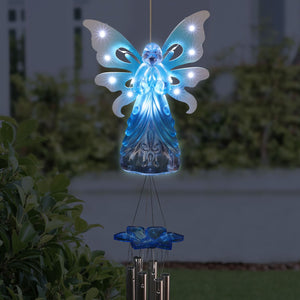 Large Solar Acrylic Blue Angel Wind Chime, 6.5 by 42 Inches | Shop Garden Decor by Exhart