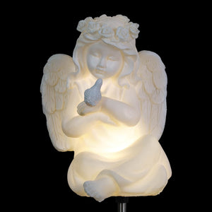 Solar Little Girl Angel Garden Stake in Resin, 5.5 by 30 Inches | Shop Garden Decor by Exhart
