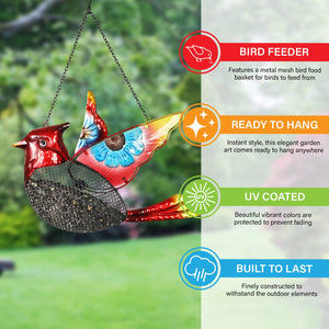 Cardinal Bird Feeder With Metal Mesh Seed Basket, 15 by 18 Inches | Shop Garden Decor by Exhart