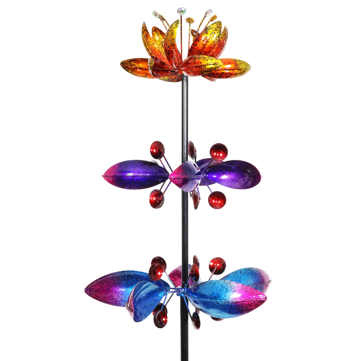 Exhart Lotus Flower Wind Spinner Garden Stake
