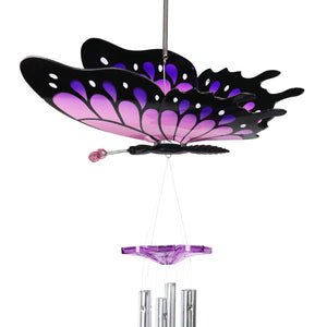 Large WindyWings Butterfly Wind Chime in Purple, 11 by 24 Inches | Shop Garden Decor by Exhart