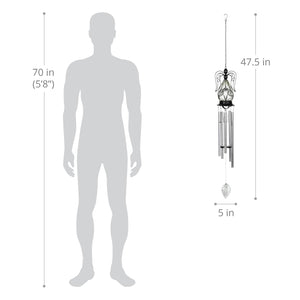 Solar Angel Glass and Metal Wind Chime with Fifteen LED Lights, 5 by 48 Inches | Shop Garden Decor by Exhart