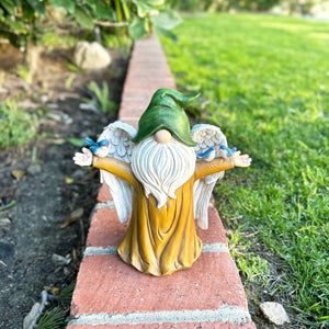 Angel Garden Gnome Statue with Wings, Birds, and Tree Trunk Body, 9 x 4.5 x 9.5 Inches | Shop Garden Decor by Exhart