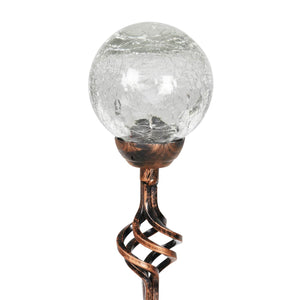 Solar Crackle Glass Ball Garden Stake with Metal Finial in Clear, 4 by 31 Inches | Shop Garden Decor by Exhart